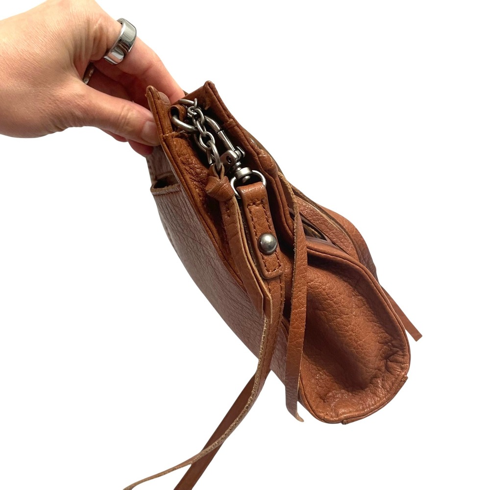 The SAK leather fringe crossbody shoulder purse Cognac brown boho western studs - Picture 6 of 10
